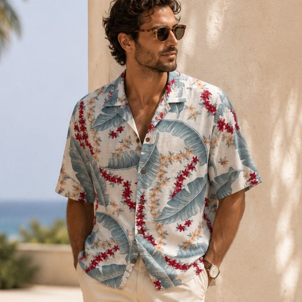 Batik Bay Hawaiian Palm Reverse Print Shirt Size XXL